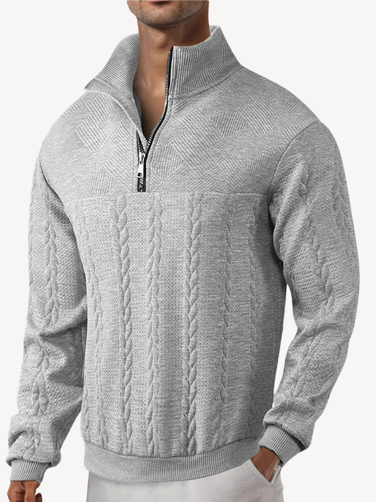 RANIERO - PULL HENLEY CASUAL À MI-ZIP