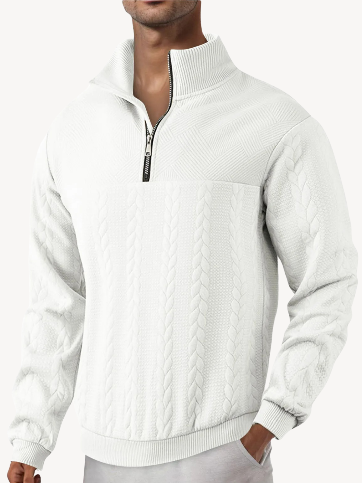 RANIERO - PULL HENLEY CASUAL À MI-ZIP