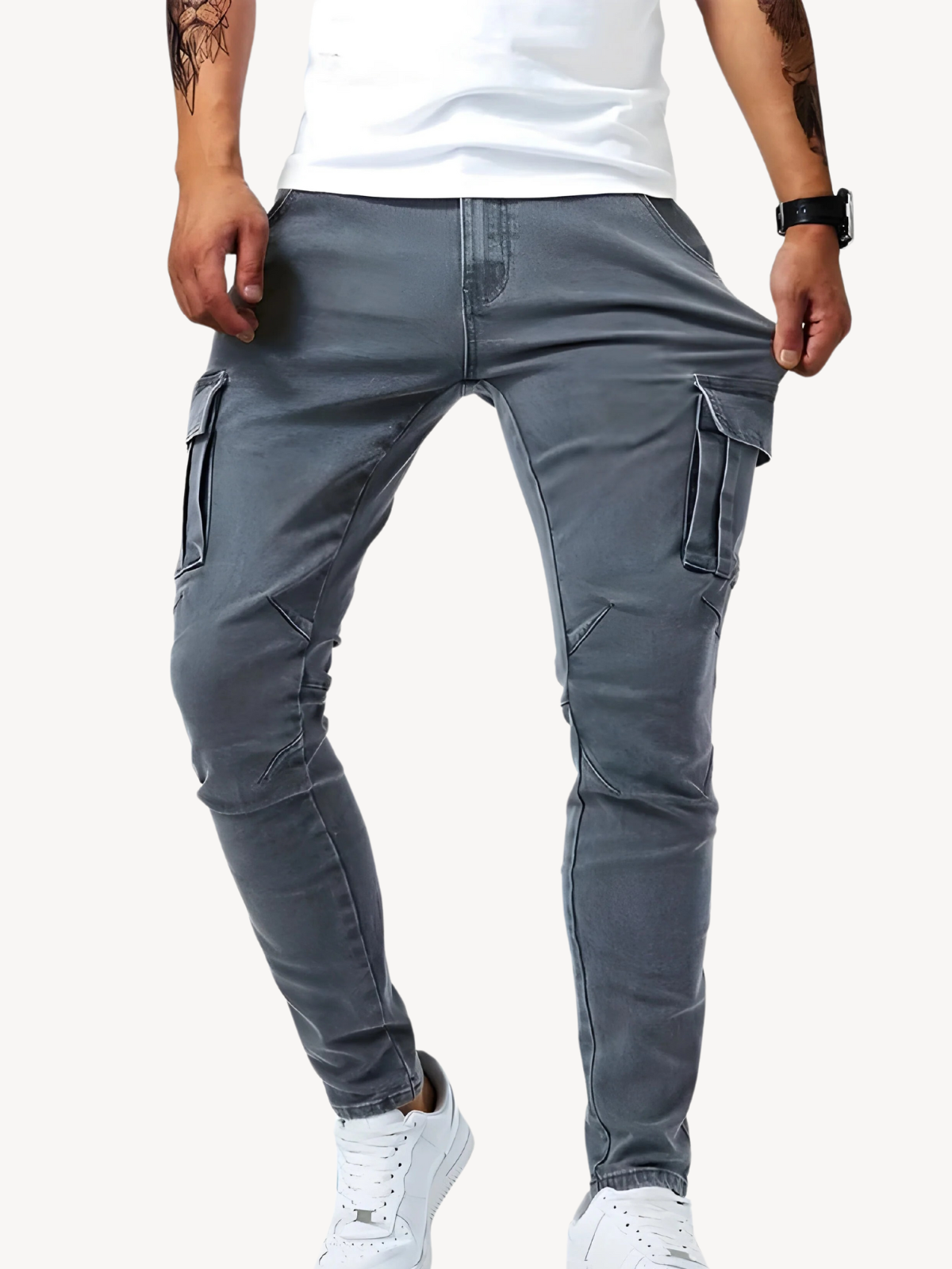 DANTE - PANTALON CARGO JEANS ÉLASTIQUE